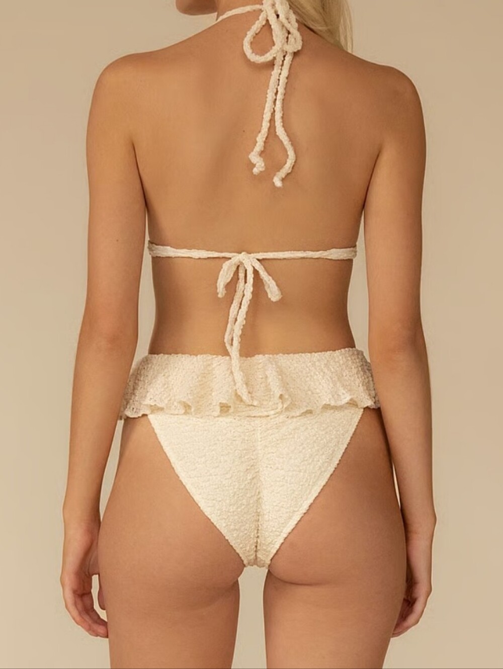 Montce Cream Ruffle Triangle Bikini Set - Picture 4 of 10